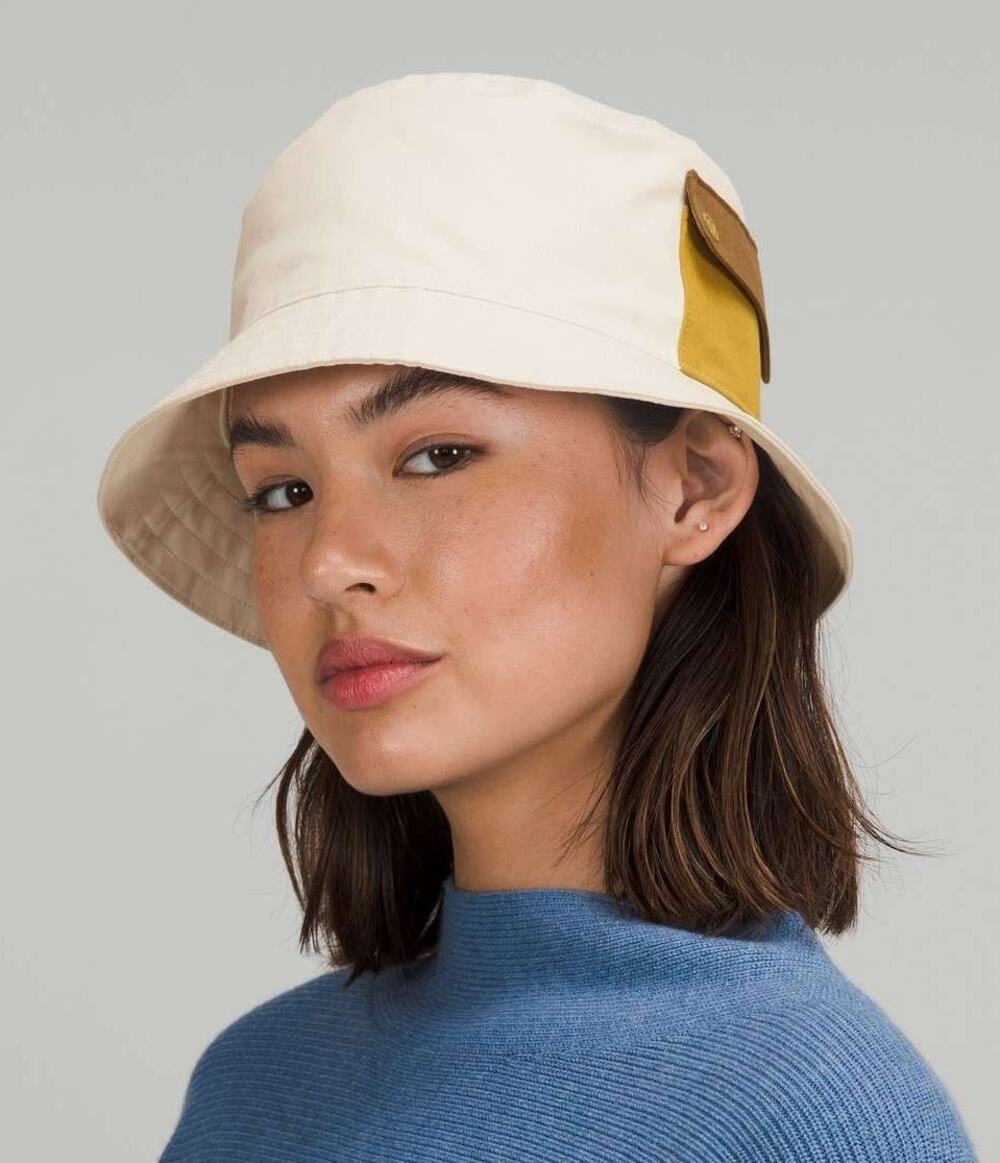 Lululemon On My Level Bucket Hat White Opal Unisex M/L Pocket Travel Sun Beach